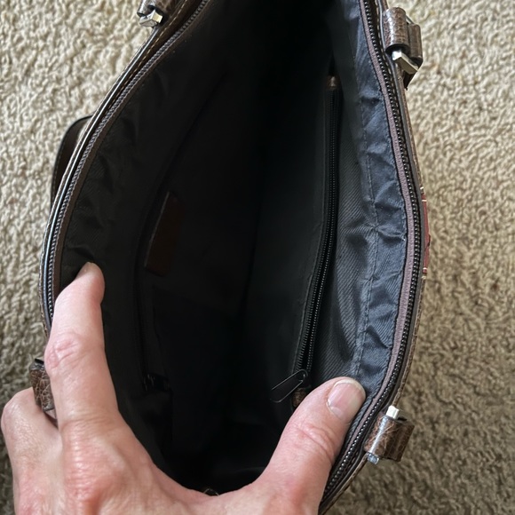 Turquoise colored shoulder bag. Has separate inside compartments. 13” X 9”. - Picture 5 of 5